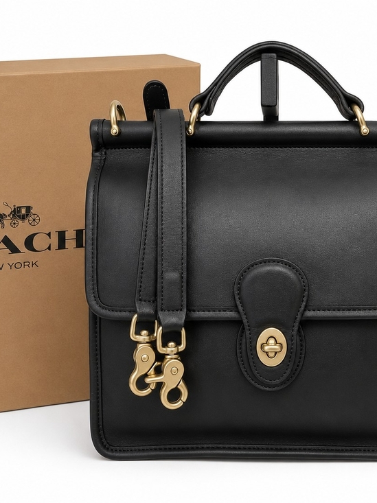 Coach Handbags - *****SOLD***** Coach Black Leather Turnlock Satchel